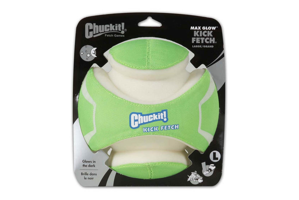 Chuckit! Kick Fetch Glow Dog Ball - Large size with a 7 inch diameter