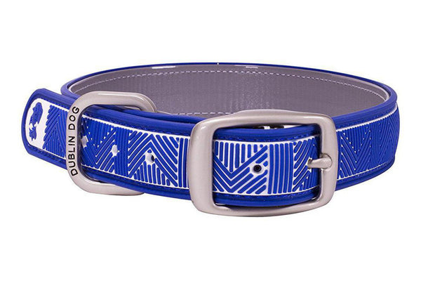 Dublin Dog Atlantic Blue Chevron Waterproof No Stink Dog Collar