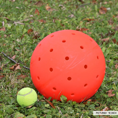 Unbreakoball 10" compared to a tennis ball