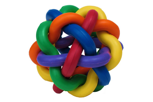 MULTIPET Nobbly Wobbly Ball Dog Toy, Color Varies, 4-in