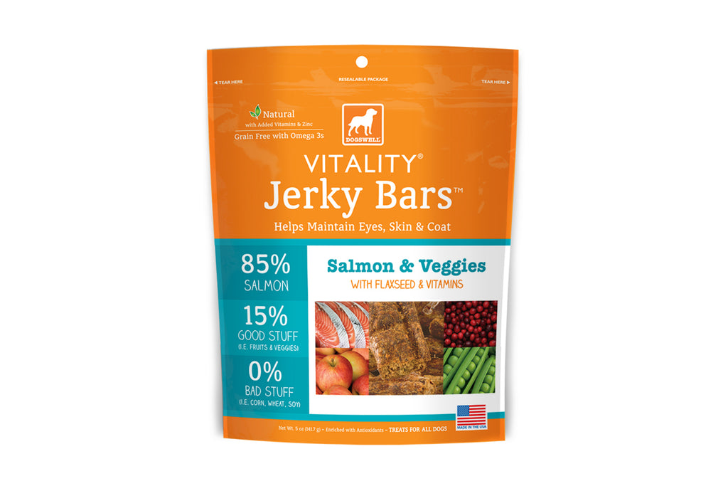 Vitality Jerky Bars Salmon & Veggies Dog Treats