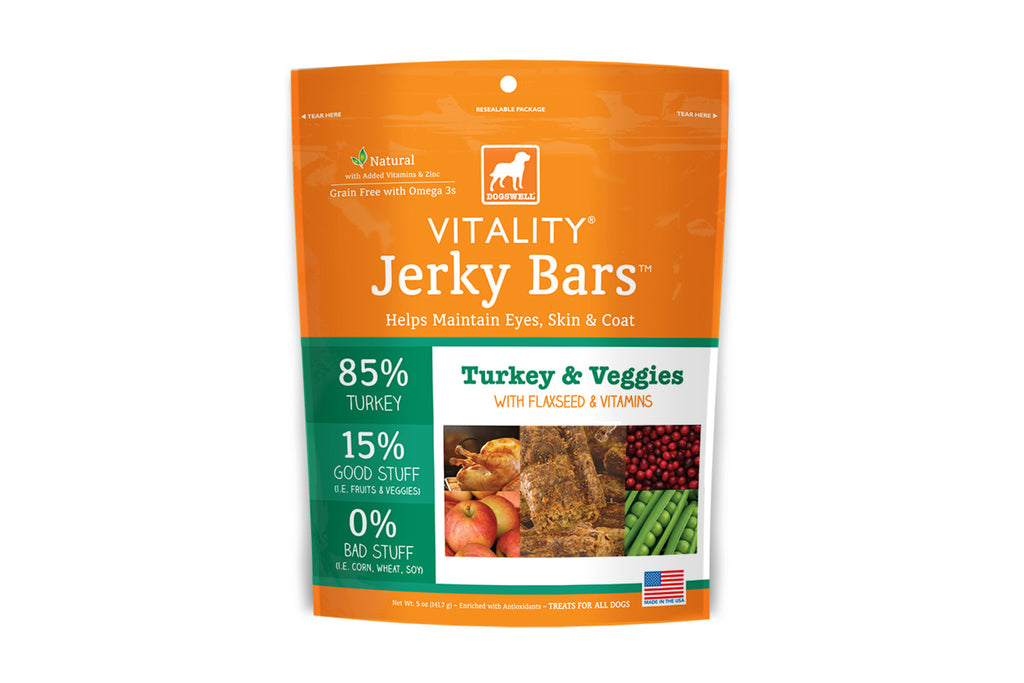 Vitality Jerky Bars Turkey & Veggies Dog Treats