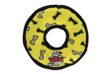 Tuffy No Stuff Ultimate Ring Dog Plush Toy in Yellow Bone Print